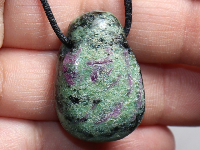 ruby in zoisite with cord or silver 925