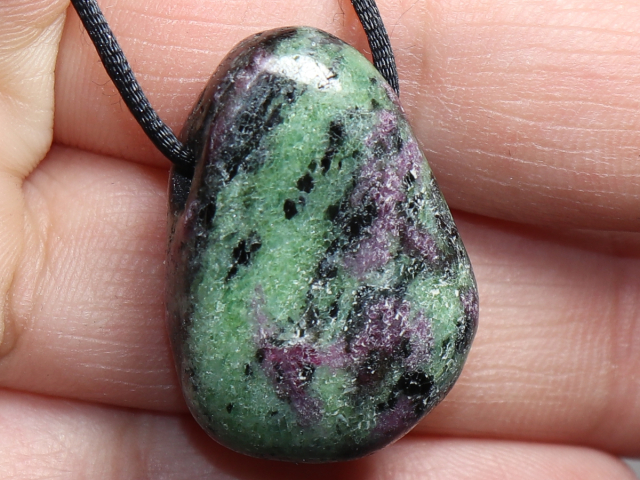 ruby in zoisite with cord or silver 925