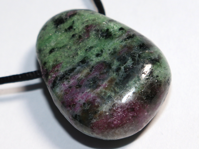 ruby in zoisite with cord or silver 925