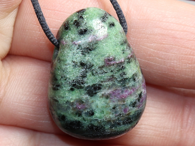 ruby in zoisite with cord or silver 925