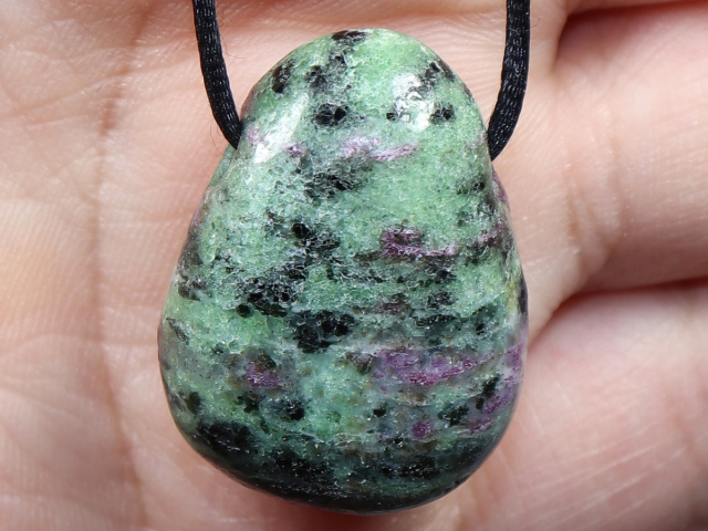 ruby in zoisite with cord or silver 925