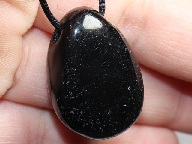 rainbow obsidian with cord or silver 925