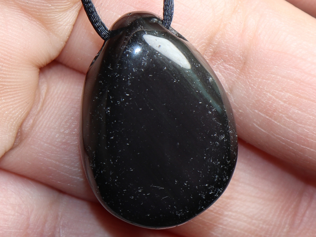 rainbow obsidian with cord or silver 925