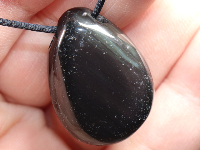 rainbow obsidian with cord or silver 925