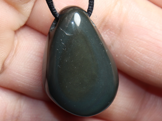 rainbow obsidian with cord or silver 925