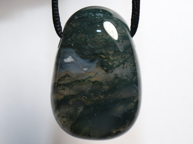 Preview: moss agate with cord or silver 925