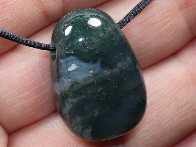 moss agate with cord or silver 925