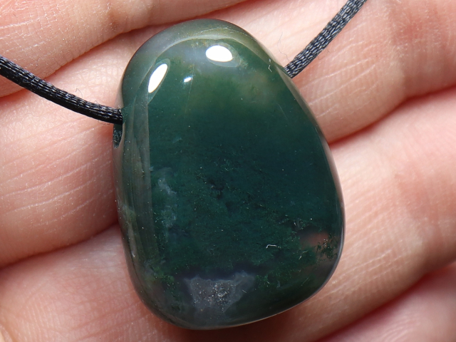 moss agate with cord or silver 925