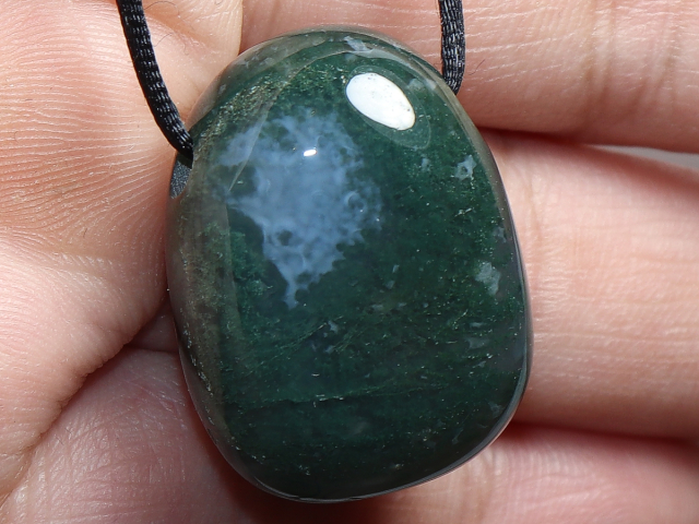 moss agate with cord or silver 925