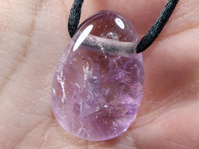 amethyst with cord or silver 925