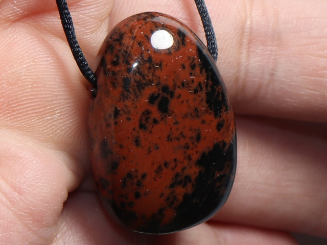mahogany obsidian with cord or silver 925
