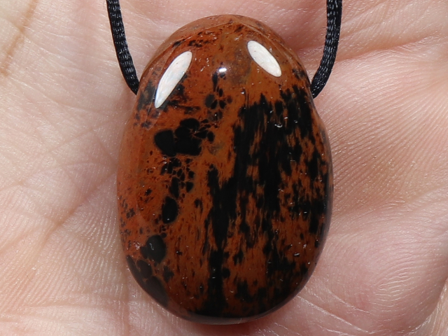 mahogany obsidian with cord or silver 925
