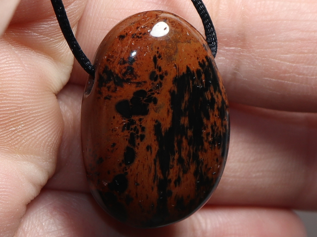 mahogany obsidian with cord or silver 925
