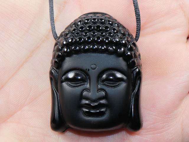 schwarzer Obsidian mit Band oder Silber 925