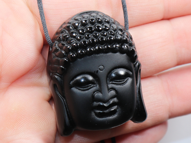 schwarzer Obsidian mit Band oder Silber 925