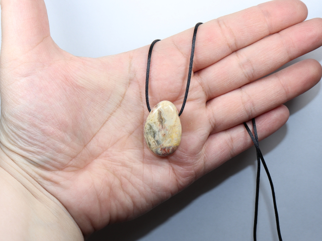 crazy lace agate with cord or silver 925