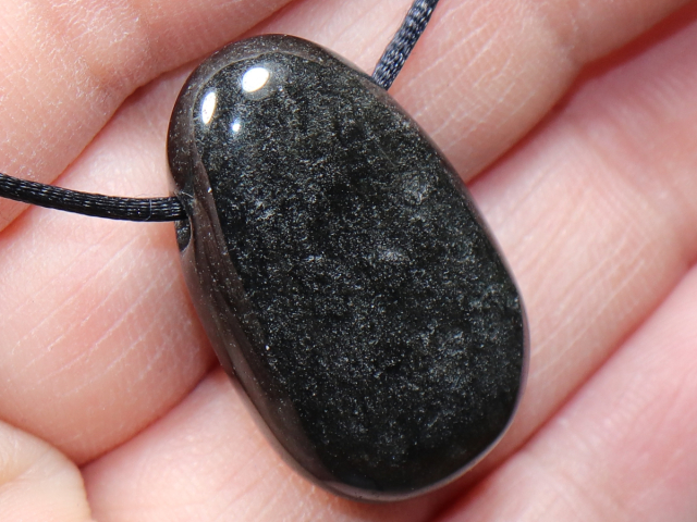silver obsidian with cord or silver 925