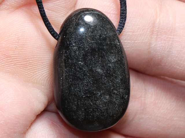 silver obsidian with cord or silver 925