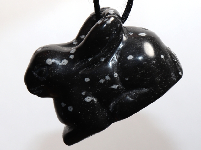 snowflake obsidian with cord or silver 925