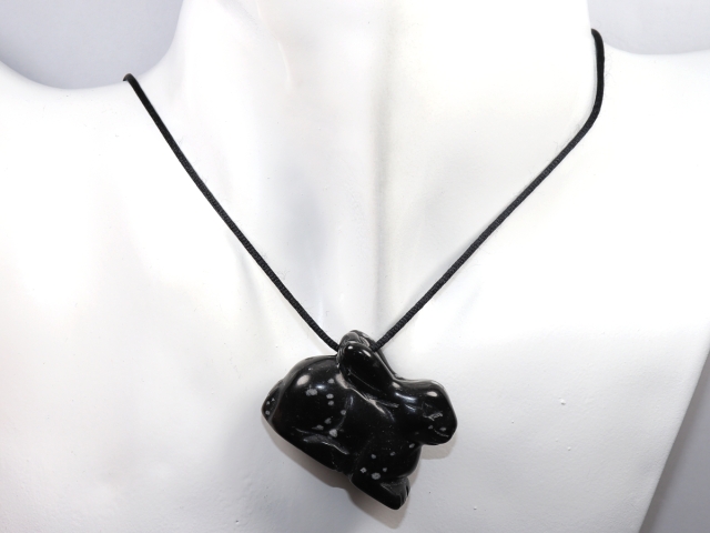 snowflake obsidian with cord or silver 925