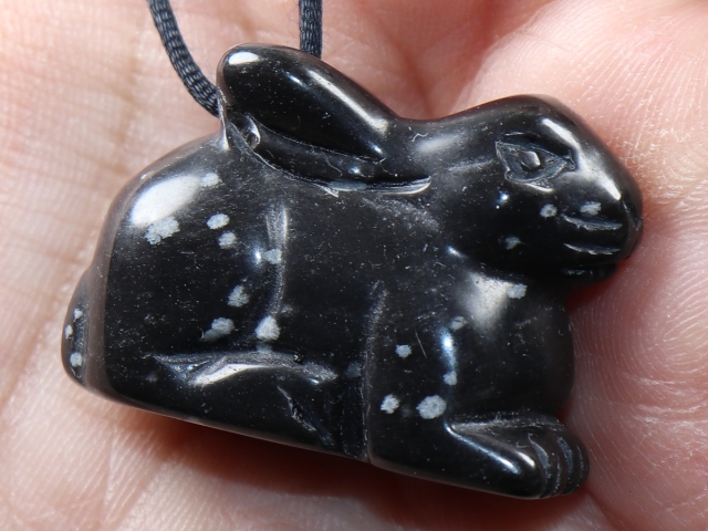 snowflake obsidian with cord or silver 925