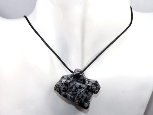 snowflake obsidian with cord or silver 925