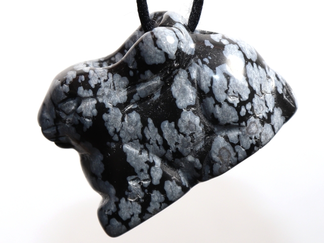 snowflake obsidian with cord or silver 925