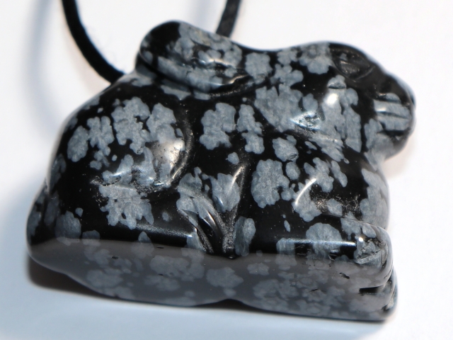 snowflake obsidian with cord or silver 925