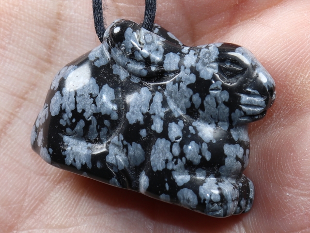 snowflake obsidian with cord or silver 925