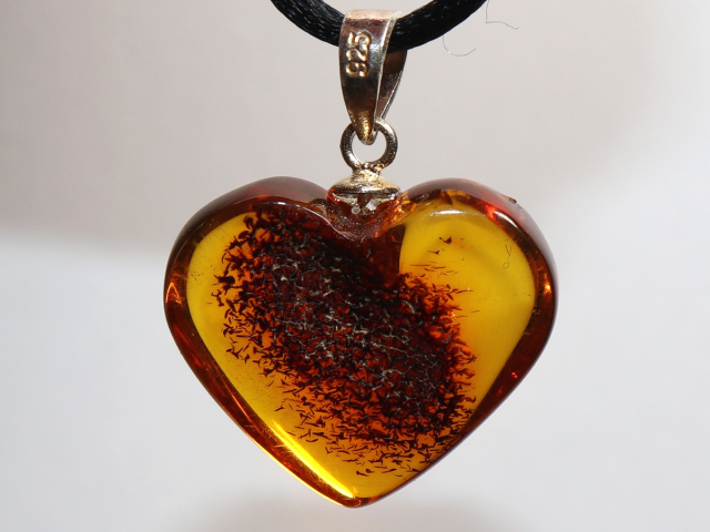 amber with cord or silver 925