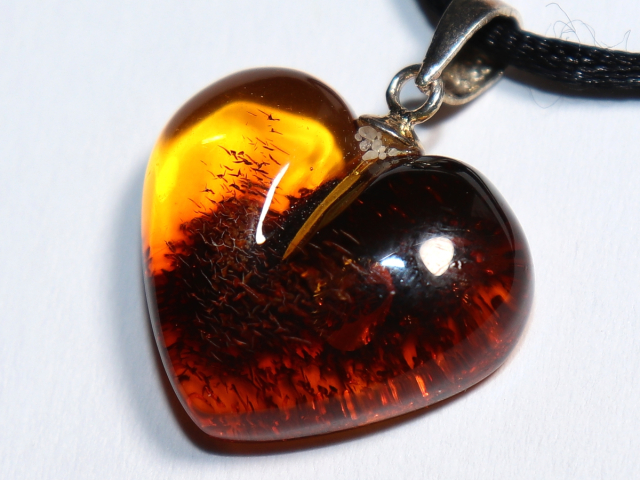 amber with cord or silver 925