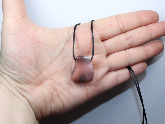 Botswana agate with cord or silver 925