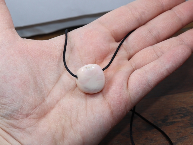 pink opal with cord or silver 925