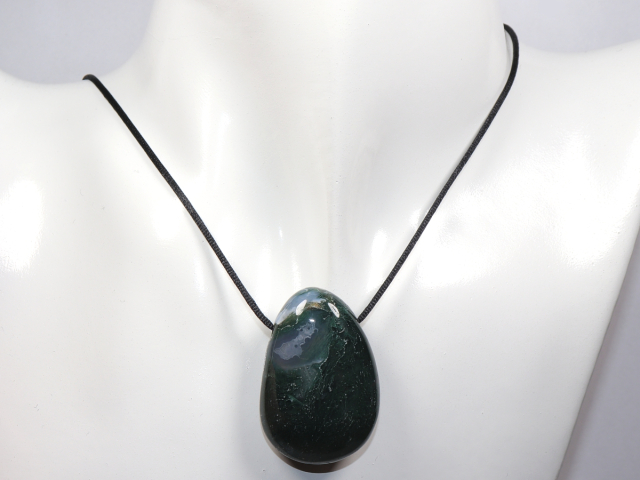 moss agate with cord or silver 925