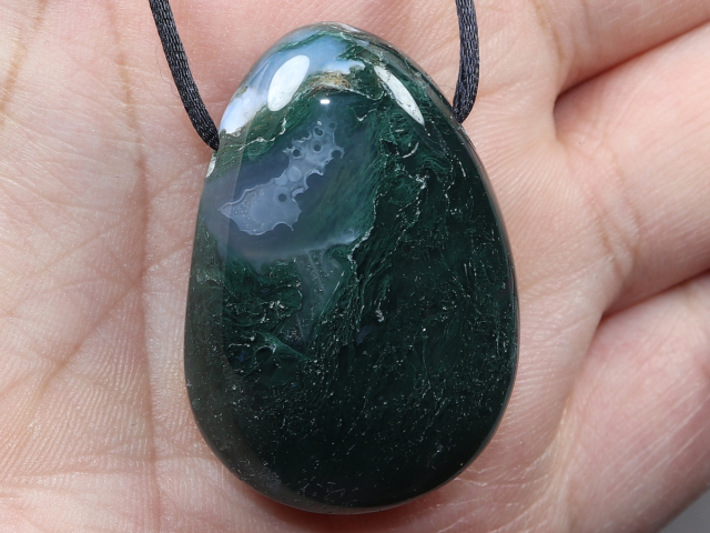 moss agate with cord or silver 925