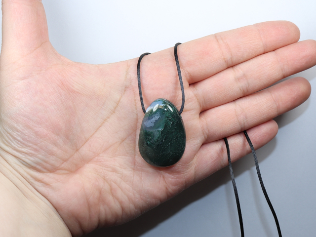 moss agate with cord or silver 925