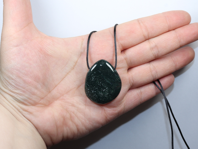 moss agate with cord or silver 925