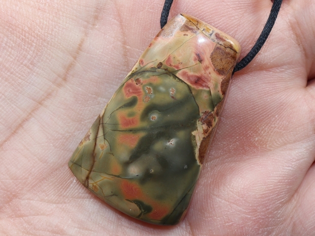 polychrome jasper with cord or silver 925