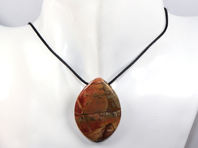 polychrome jasper with cord or silver 925