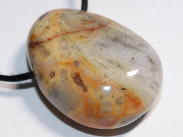 crazy lace agate with cord or silver 925