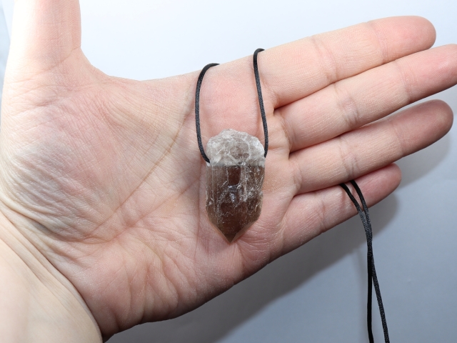 smoky quartz with cord or silver 925