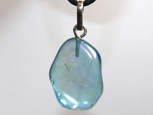 aqua aura with cord or silver 925