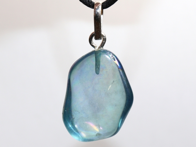 aqua aura with cord or silver 925