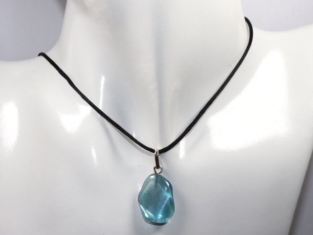 aqua aura with cord or silver 925