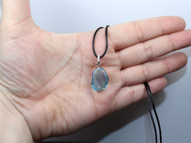aqua aura with cord or silver 925