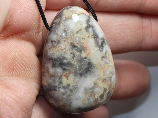 crazy lace agate with cord or silver 925