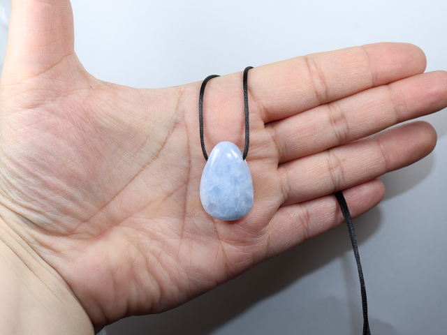 blue calcite with cord or silver 925