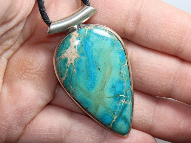 variscite with cord or silver 925