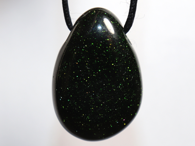 green goldstone with cord or silver 925