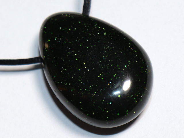Preview: green goldstone with cord or silver 925